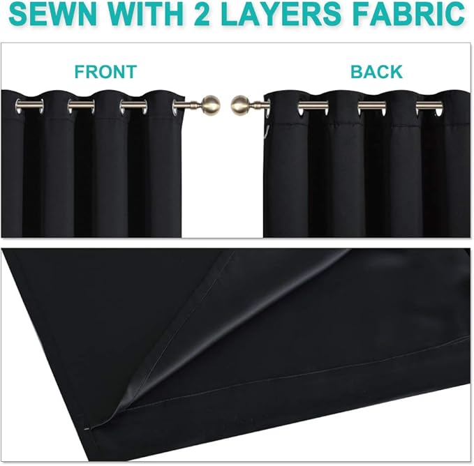 NICETOWN Extra Wide Patio Door Curtain, Super Heavy-Duty Thermal Sliding Glass Door Lined Drape, Privacy Assured 100% Blackout Window Treatment(Black, 1 Panel, 100 inches W x 84 inches L) - Image 5