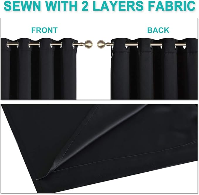 NICETOWN High-End Thermal Curtains, Black, 42 inches Wide Per Panel, 1 Panel, Full Blackout Curtain 80 inches Long for Dining Room, Soundproof Window Treatment Drape for Hall Room - Image 4