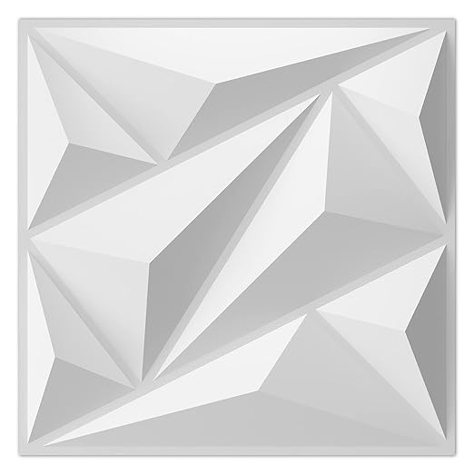 Art3dwallpanels 33 Pack 3D Wall Panel Diamond for Interior Wall Décor, PVC Flower Textured Wall Panels for Living Room Lobby Bedroom Hotel Office, White, 12''x12'' Cover 32.Sq.Ft. by Art3dwallpanels