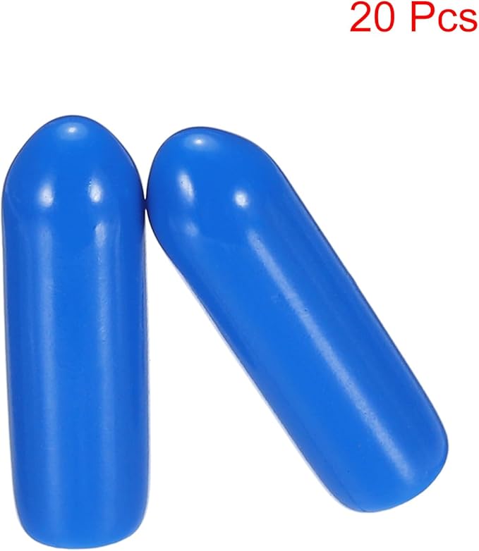 uxcell 20pcs Rubber End Caps 3.5mm ID Vinyl PVC Round Tube Bolt Cap Cover Screw Thread Protectors Blue - Image 2