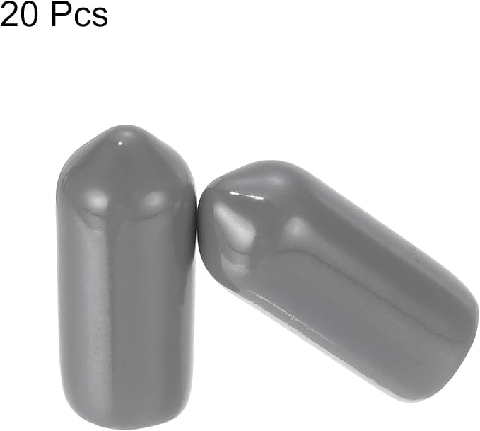 uxcell 20pcs Rubber End Caps 6mm(1/4") ID Vinyl PVC Round Tube Bolt Cap Cover Screw Thread Protectors Dark Grey - Image 2