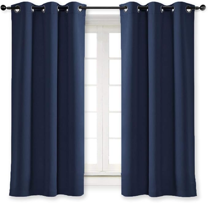 NICETOWN Bedroom Window Blackout Curtain Panel - Thermal Insulated Blackout Room Darkening Drape/Drapery (Navy Blue, 1 Panel, 42 x 63 inch) by NICETOWN