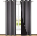 NICETOWN Grey Full Shade Curtain Panels, Pair of Thermal Insulated & Energy Efficiency Blackout Curtains for Living Room Windows, Lined Silky Window Dressing (42-inch Wide x 84-inch Long, Gray) by NICETOWN