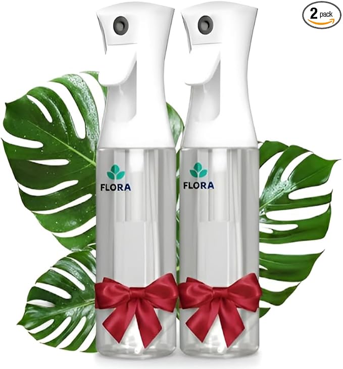 Flora Premium Plant Mister Spray Bottle Producing Gentle & Fine Mist for Precision Hydration, Dispersed Humidity & Moisture - Comes w App for Smart Plant Care (2 Packs) by Flora