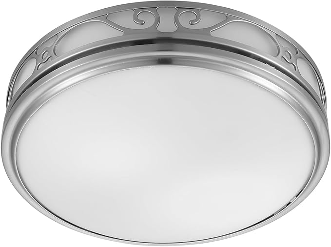 Good Housekeeping 83008 Roman Decorative 110 CFM 3.0 Sones Bathroom Ventilation Exhaust Fan with Light & Night-Light, Brushed Nickel by GoodHousekeeping