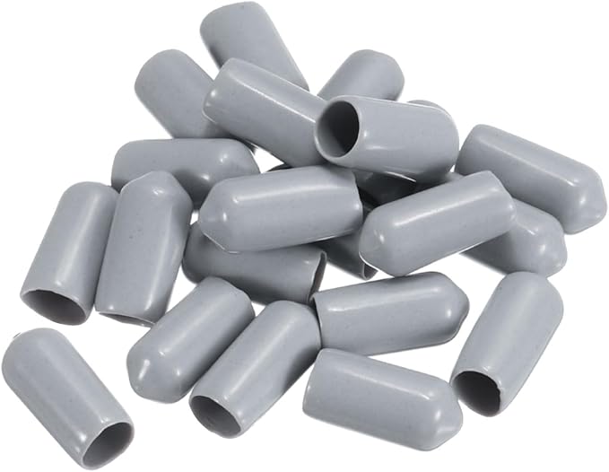 uxcell 20pcs Rubber End Caps 7mm ID Vinyl PVC Round Tube Bolt Cap Cover Screw Thread Protectors Grey - Image 4
