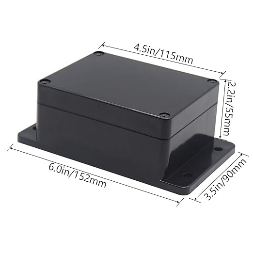 Zulkit Junction Box ABS Plastic Dustproof Waterproof IP65 Universal Electrical Boxes Project Enclosure with Fixed Ear Black 4.5 x 3.5 x 2.2 Inch (115 x 90 x 55mm)(Pack of 1) - Image 2