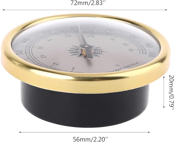 72mm Round Gold Hygrometer Humidity Meter Gauge Ring Surface - No Battery Needed - Image 7