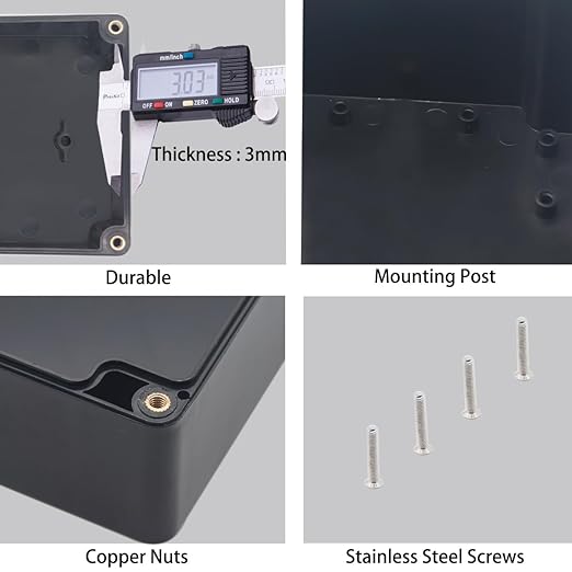 Watertight Junction Box, IP67 Waterproof Electrical Project Box with 12P 15A Barrier Terminals,4 in/4 Out Cable Glands Electronic Enclosure 6.22" x 3.54" x 2.36" - Image 6
