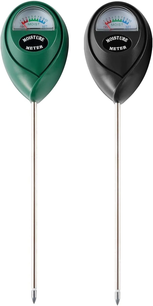 Soil Moisture Meter, 2 Pack Plant Water Meter Soil Meter Moisture Sensor Hygrometer for Indoor Outdoor Plant Care,No Battery Needed(Green + Black) by Hathdia
