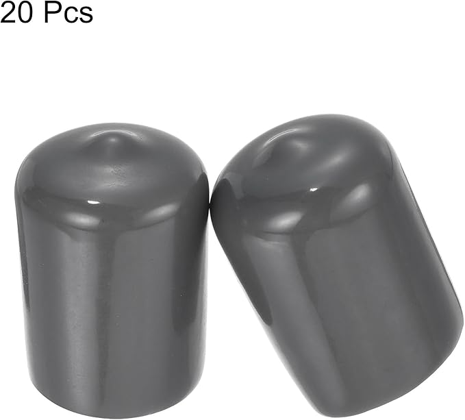 uxcell 20pcs Rubber End Caps 19mm(3/4") ID Vinyl PVC Round Tube Bolt Cap Cover Screw Thread Protectors Dark Grey - Image 2