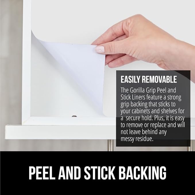 GORILLA GRIP Peel and Stick Paper, Removable Cover for Books, Shelves, Countertops, Drawers, Cabinets and Crafts, Easy Install Kitchen Decor, Shelf, Drawer, Cabinet Liners, 11.8 in x 20 FT Clear Matte - Image 4