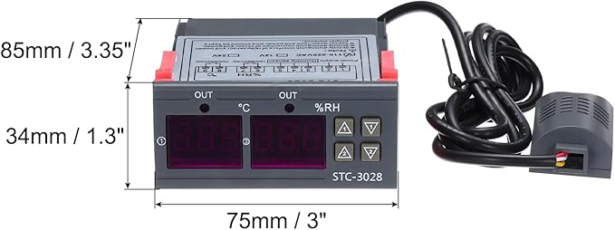 MECCANIXITY STC-3028 10A AC 110-220V Digital LED Temperature Controller Intelligent Digital Display Temperature and Humidity Controller for Fridge Greenhouse - Image 2