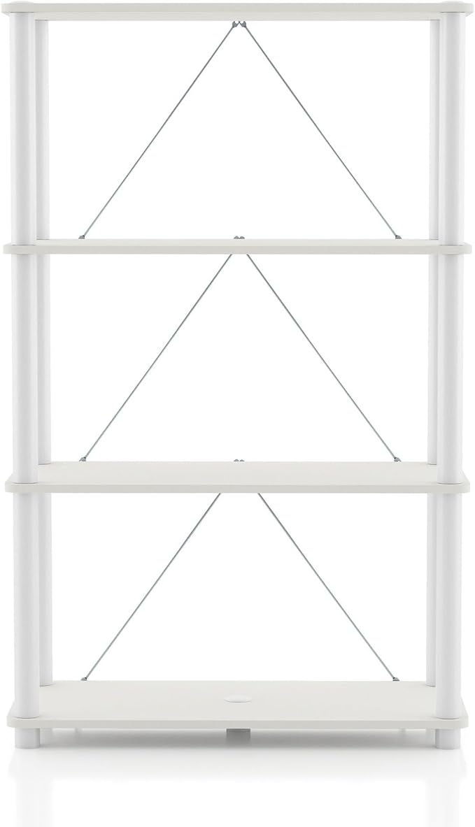Homes: Inside + Out Apexa Modern 4-Tier Wide Shelving Units, Collectibles Display Shelves, Easy Assembly Standing Shelf, Home Storage Organizer for Living Room, Bedroom, Office, White - Image 11
