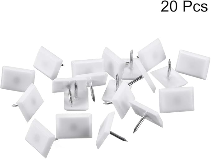 uxcell Furniture Feet Nail Plastic Glide Nails Square Chair Table Leg Protector Pads 18mm x 12mm White 20pcs - Image 3