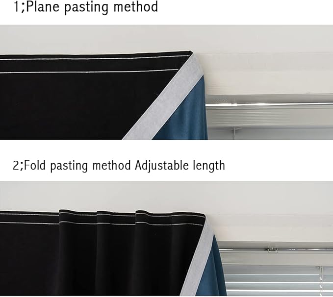 Autohesion Curtains for Windows,Bedroom Blackout Curtains for - Thermal Lnsulated No Drill Curtains Room Darkening Black Small Drapes, JILRON,(1 Panels,35Wx48L inch-Black) - Image 7