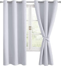 Hiasan Room Darkening Curtains for Bedroom, Noise Reducing, Energy Saving Blackout Window Curtain Panels, Sewn with Tiebacks, Set of 2, Grommet Top (Greyish White, Width 38 Inch x Length 72 Inch) by Hiasan