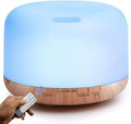 500ml Home/Office Aroma Diffuser, Essential & Fragrant Oil Vaporizer with Multi-Color Lighting for Night Stand, Desk, Table, Remote Control, Timer & Auto-Off Switch, Brown, Premium by DOBYUS