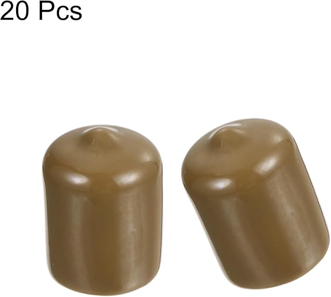 uxcell 20pcs Rubber End Caps 16mm(5/8") ID Vinyl PVC Round Tube Bolt Cap Cover Screw Thread Protectors Light Brown - Image 2