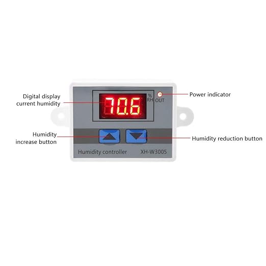 Digital Humidity Controller, XH-W3005 Digital Hygrometer Switch Controller 12V / 24V / 220V, Humidity Range 00%~99% RH(12V) - Image 5