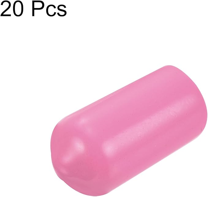 uxcell 20pcs Rubber End Caps 8mm(5/16 inch) ID Vinyl PVC Round Tube Bolt Cap Cover Screw Thread Protectors Pink - Image 2