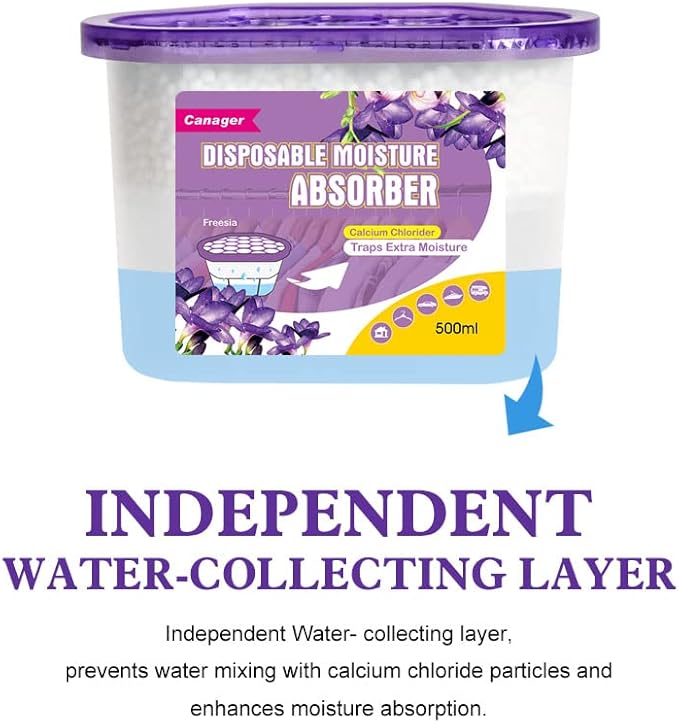CANAGER Moisture Absorber Box-Odor Eliminator,Absorb Excess Moisture. Suitable for Wardrobe, Bedroom, Kitchen and Bathroom-6 Packs, Effectively Collect Water, Fresh Air,Freesia. Fuchsia - Image 5