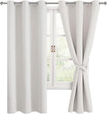 Hiasan Blackout Curtains for Bedroom, 42 x 72 Inches Long - Thermal Insulated & Light Blocking Window Curtains for Living Room/Kids Room, 2 Drape Panels Sewn with Tiebacks, Ivory by Hiasan