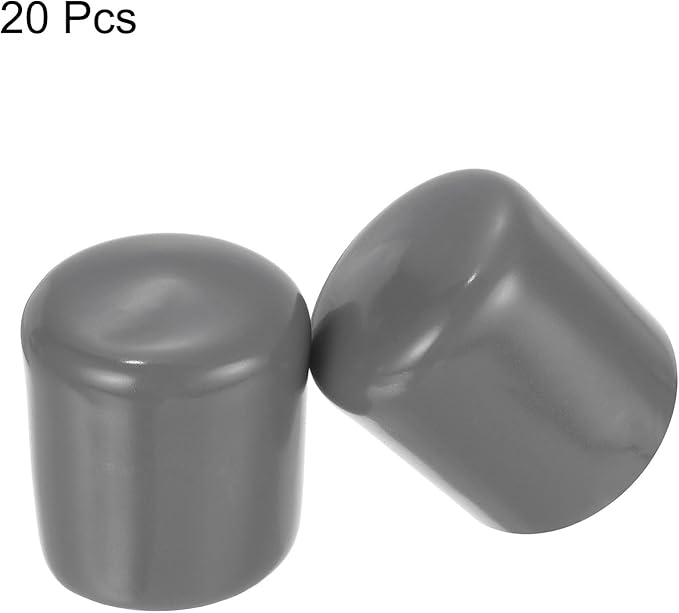 uxcell 20pcs Rubber End Caps 24mm ID Vinyl PVC Round Tube Bolt Cap Cover Screw Thread Protectors Dark Grey - Image 2