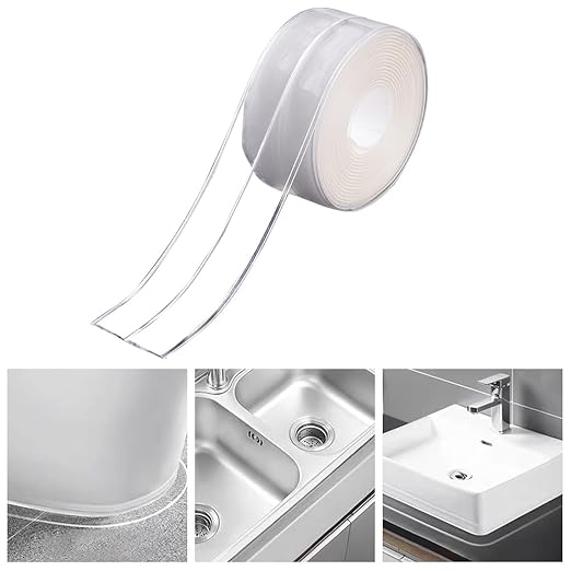 Clear Caulk Tape for Kitchen & Bathroom, Countertop Sink Tub Shower Caulk Strip Self Adhesive Caulking Sealant Waterproof, Toilet Bowl Stick on Gel, Bathroom Accessories by Unknown