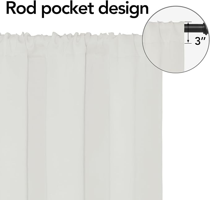 Easy-Going Rod Pocket Blackout Curtains for Bedroom, Room Darkening Window Curtains for Living Room, Thermal Insulated Noise Reduction Solid Window Drapes, 2 Panels(42x72 in, Ivory) - Image 2
