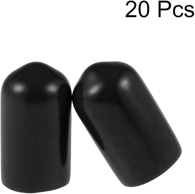 uxcell 20pcs Rubber End Caps 7mm ID Vinyl Round Tube Bolt Cap Cover Thread Protectors Black - Image 2