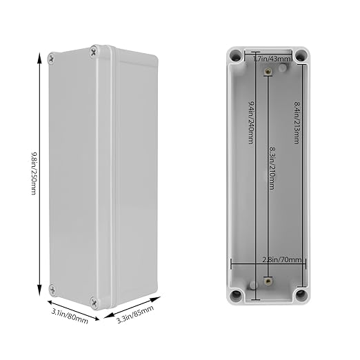 Junction Box，9.8"x 3.3"x 3.1" Outdoor Electrical Box with Mounting Plate, IP67 Dustproof Waterproof ABS Plastic Project Box, DIY Electrical Enclosure Gray (250x 85x 80 mm) - Image 2