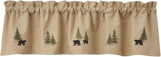 Park Designs Farmhouse Kitchen Valances for Windows - Black Bear Embroidered | Fall Decor Window Valance Curtains | Plaid Curtain Valances for Windows | Boho Living Rooms & Bathrooms | 60" x 14" by ParkDesigns