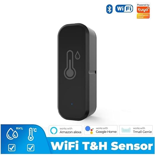 WiFi Temperature and Humidity Sensor,Compatible with Alexa and Google Home,No Hub Required,for Home,Baby Rooms,Greenhouses Accessories,Garages Black 2Pack(No Include Battery) - Image 2