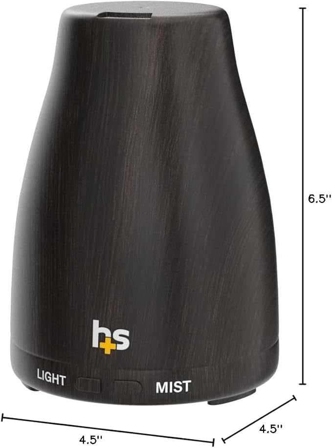 HealthSmart Essential Oil Diffuser, Cool Mist Humidifier and Aromatherapy Diffuser with 150ML Tank Ideal for Small Rooms, Adjustable Timer and Mist Mode, Wood Grain Brown - Image 8
