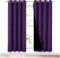 NICETOWN Living Room Completely Shaded Draperies, Privacy Protection & Noise Reducing Ring Top Drapes, Black Lined Insulated Window Treatment Curtain Panels(Royal Purple, 2 Pieces, W52 x L72) by NICETOWN