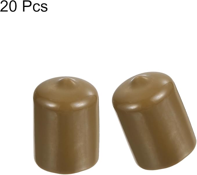 uxcell 20pcs Rubber End Caps 20mm(3/4") ID Vinyl PVC Round Tube Bolt Cap Cover Screw Thread Protectors Light Brown - Image 2