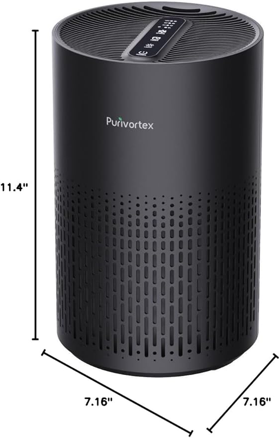 Purivortex Air Purifiers for Bedroom, Quiet Air Purifier with HEPA Filter for Pollen, Smoke, Dust, Pet Dander, Odor, Hair, Ozone Free, Covers Up to 880 Sq Ft, PX500 Black - Image 9