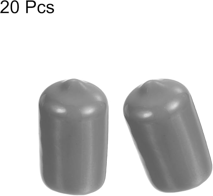 uxcell 20pcs Rubber End Caps Protective Caps 13mm ID Vinyl PVC Round Tube Bolt Cap Cover Screw Thread Protectors, Light Grey - Image 2
