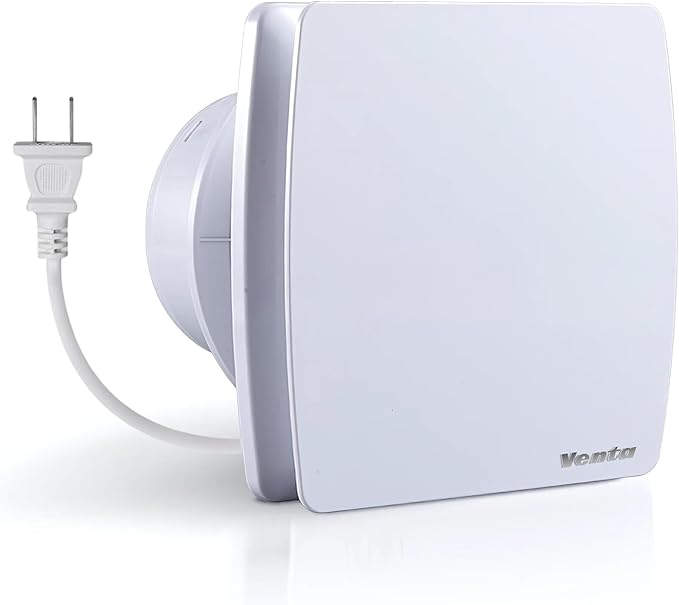 Venta 4 Inch Exhaust Fan – 1.5 Sones, Quiet Wall Mount Bathroom Exhaust Fan – Powerful 56 CFM Airflow, Anti-Backflow, Energy-Efficient - For Kitchen, Garage, Office - White by Venta