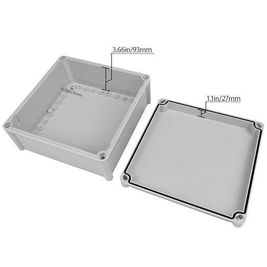 Junction Box，11"x 11"x 5.1" Outdoor Electrical Box with Mounting Plate, IP67 Dustproof Waterproof ABS Plastic Project Box, DIY Electrical Enclosure Gray (280x 280x 130 mm) - Image 3