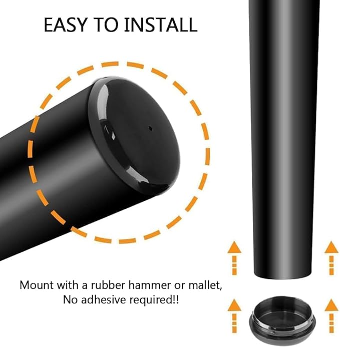 1.5 Inch Furniture Glides, 38-Pack Black Replacement Chair Leg Caps for Wrought Iron Patio Sets, Easy Install Floor Protectors for Outdoor Furniture - Image 3