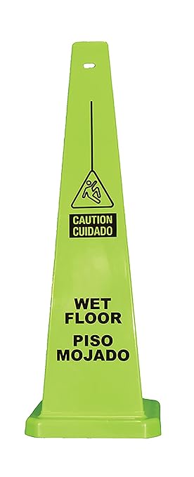 Cortina Lamba 36" Cone 'Wet Floor' Eng/Spanish, 03-600-09L, Lime by Cortina+Safety+Products