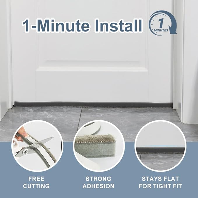 Weather Stripping - Door Seal Strip Draft Stopper Self Adhesive 0.4" x 1.2" x 6.6' Soundproof, Dustproof, Draft Blocker, Door Insulation Strip, Against Cold Air for Winter - Image 8