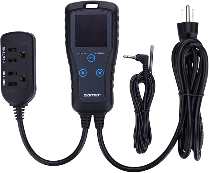 DIGITEN DTC102 Temperature Controller Outlet 2-Stage Plug in Thermostat Digital Greenhouse Thermostat Reptiles Temperature Controller Heating Cooling Mode for Homebrewing Fermentation Space Heater - Image 3