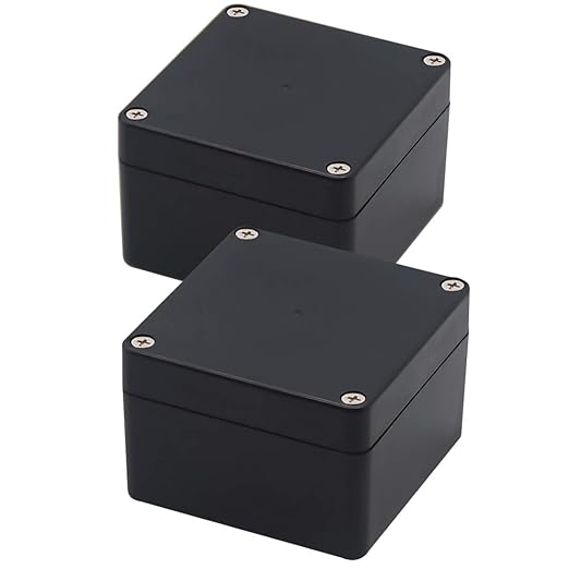 Junction Box, Zulkit Project Box IP65 Waterproof Outdoor Box ABS Plastic Electrical Boxes Electronic Enclosure Black 3.27 x 3.19 x 2.20 inch (83 x 81 x 56mm)(Pack of 2) by Zulkit