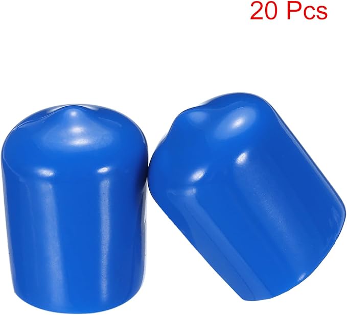 uxcell 20pcs Rubber End Caps 17mm ID Vinyl PVC Round Tube Bolt Cap Cover Screw Thread Protectors Blue - Image 2