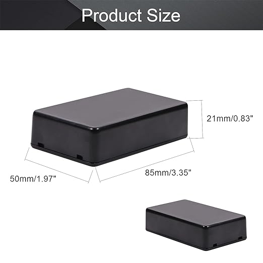 Fielect Dustproof Electronic Junction Box Plastic Enclosure Project Box for Electronic Projects ABS Black, 3.35 x 1.97 x 0.83 inch - Image 2