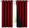 NICETOWN Kitchen Full Blackout Curtain Panels, Super Thick and Soft Insulated Window Covers, 100% Blackout Draperies with Black Backing for Cafe Window (Burgundy Red, Set of 2 PCs, 52 by 54-inch) by NICETOWN