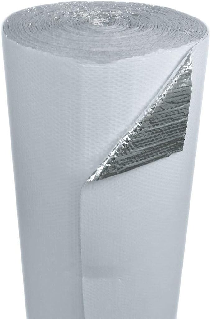 (24inch x 50ft) NASATECH White / Foil Double Bubble (XTemp) Reflective Insulation Radiant Barrier Roll : Metal Building Basement Vapor Barrier Pole Barn Crawlspace Walls Etc - R8 - Image 6